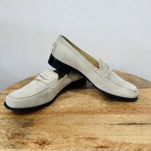 TOD'S Womens Size 40 / 9.5 Driving Penny Loafers Light Gray Suede Leather Flat
